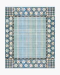 Rowley Blue Flatwoven Rug - 245x305 - Machine Washable Area Rug - Kid & Pet Friendly - Indoor Rugs - Ruggable - thumbnail 1