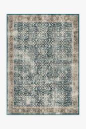 Celestine Teal Blue Rug - 150x215 - Machine Washable Area Rug - Kid & Pet Friendly - Indoor Rugs - Ruggable - thumbnail 1