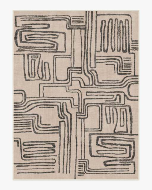 Kassena Black & Ivory Flatwoven Rug by Malene Barnett - 275x365 - Machine Washable Area Rug - Kid & Pet Friendly - Indoor Rugs - Ruggable - image 1