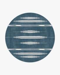 Raye Indigo & Ivory Rug - 245 Round - Machine Washable Area Rug - Kid & Pet Friendly - Indoor Rugs - Ruggable