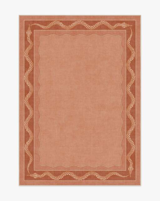 Serpent Border Coral Flatwoven Rug by Matthew Williamson - 150x215 - Machine Washable Area Rug - Kid & Pet Friendly - Indoor Rugs - Ruggable - image 1