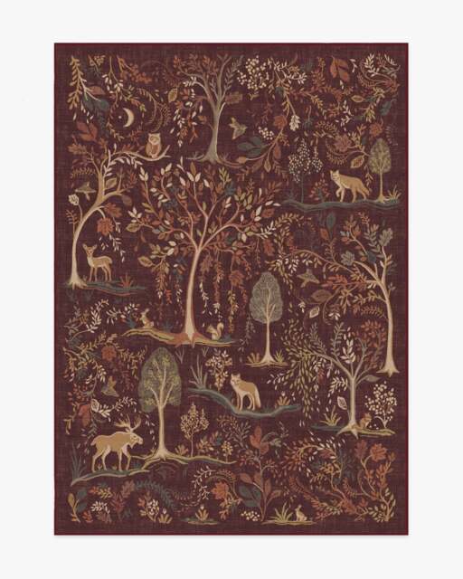 Wilder Burgundy Multicolour Rug - 150x215 - Machine Washable Area Rug - Kid & Pet Friendly - Indoor Rugs - Ruggable - image 1