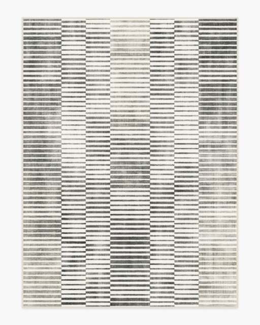 Shadow Stripe Black & Cream Flatwoven Rug - 275x365 - Machine Washable Area Rug - Kid & Pet Friendly - Indoor Rugs - Ruggable - image 1