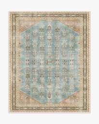 Pradera Blue & Terracotta Rug - 245x305 - Machine Washable Area Rug - Kid & Pet Friendly - Indoor Rugs - Ruggable - thumbnail 1