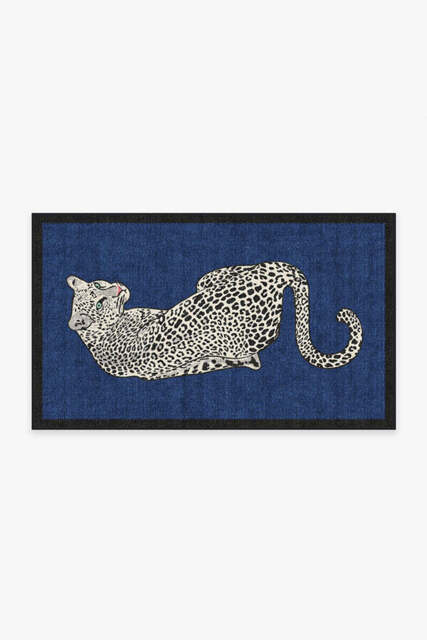 Snow Leopard Sapphire Rug by Jonathan Adler - 90x150 - Machine Washable Area Rug - Kid & Pet Friendly - Indoor Rugs - Ruggable - image 1