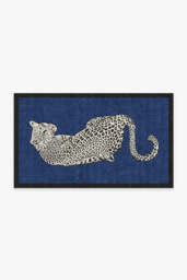 Snow Leopard Sapphire Rug by Jonathan Adler - 90x150 - Machine Washable Area Rug - Kid & Pet Friendly - Indoor Rugs - Ruggable