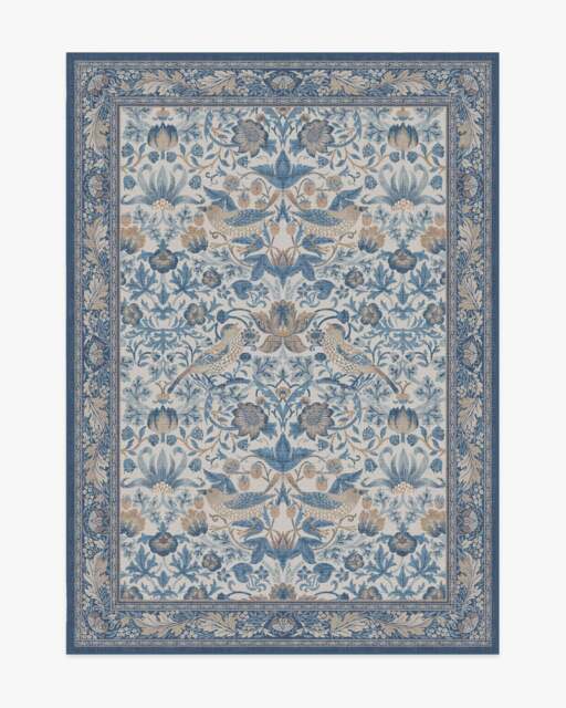 Strawberry Thief Indigo & Ivory Rug by Morris & Co. - 150x215 - Machine Washable Area Rug - Kid & Pet Friendly - Indoor Rugs - Ruggable - image 1