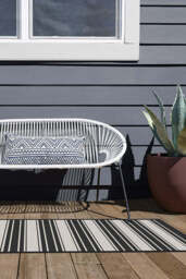 Marina Stripe Black Outdoor Rug - 75x305 - Machine Washable Area Rug - Kid & Pet Friendly - Indoor Rugs - Ruggable - thumbnail 2