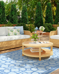 Shaded Bamboo Blue Outdoor Rug by Mrs. Alice - 275x365 - Machine Washable Area Rug - Kid & Pet Friendly - Indoor Rugs - Ruggable - thumbnail 2