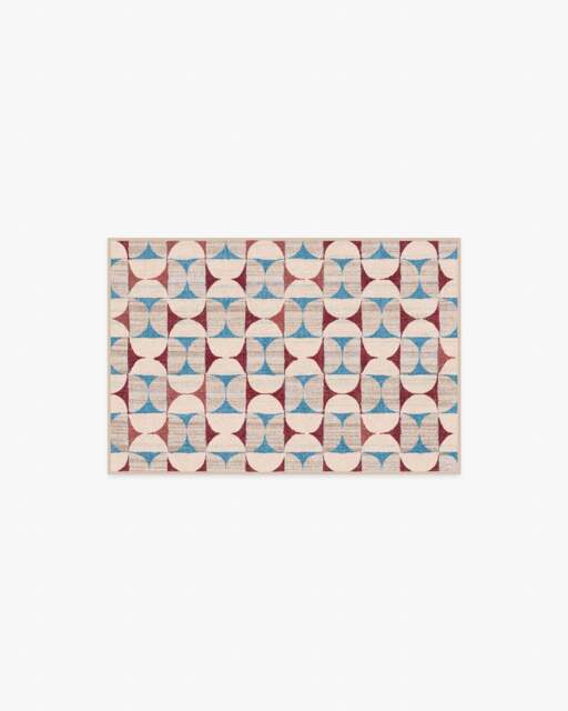 Orana Red & Light Blue Rug - 60x90 - Machine Washable Area Rug - Kid & Pet Friendly - Indoor Rugs - Ruggable - image 1