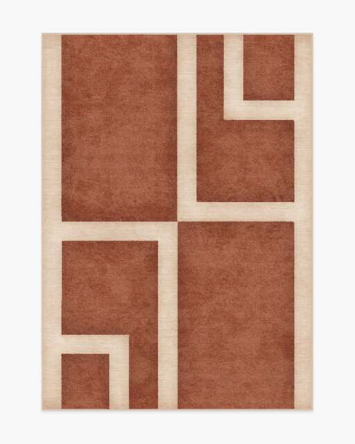 Aldo Terracotta & Cream Rug by The Local Project - 150x215 - Machine Washable Area Rug - Kid & Pet Friendly - Indoor Rugs - Ruggable - image 1