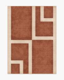 Aldo Terracotta & Cream Rug by The Local Project - 150x215 - Machine Washable Area Rug - Kid & Pet Friendly - Indoor Rugs - Ruggable