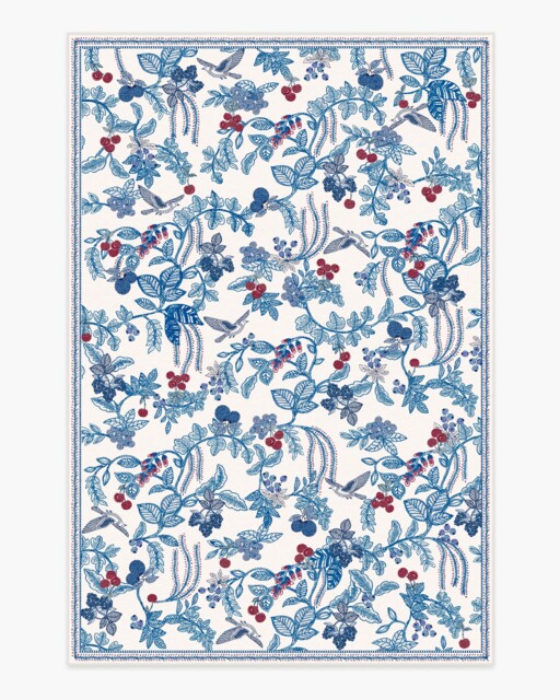 Heidi Blue & Cherry Flatwoven Rug - 185x275 - Machine Washable Area Rug - Kid & Pet Friendly - Indoor Rugs - Ruggable - image 1
