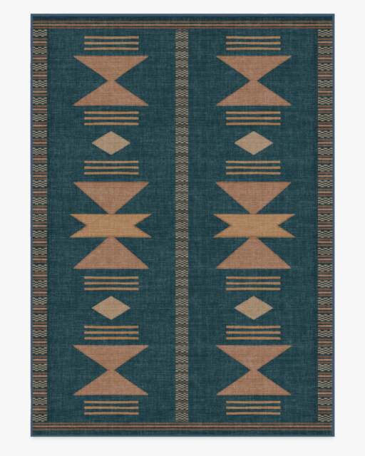 Lark Blue & Rose Rug - 305x425 - Machine Washable Area Rug - Kid & Pet Friendly - Indoor Rugs - Ruggable - image 1