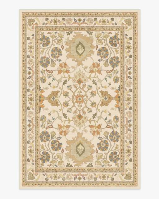 Calabria Cream & Gold Rug - 185x275 - Machine Washable Area Rug - Kid & Pet Friendly - Indoor Rugs - Ruggable - image 1