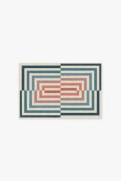 Op Art Teal Rug by Jonathan Adler - 60x90 - Machine Washable Area Rug - Kid & Pet Friendly - Indoor Rugs - Ruggable - thumbnail 1