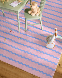Giggle Squiggle Pink Rug - 90x150 - Machine Washable Area Rug - Kid & Pet Friendly - Indoor Rugs - Ruggable - thumbnail 2