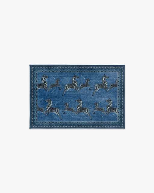 Zebras Blue Rug by ScalamandrÃ© - 60x90 - Machine Washable Area Rug - Kid & Pet Friendly - Indoor Rugs - Ruggable