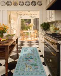Jingle Jungle Slate Blue Rug by Iris Apfel - 75x215 - Machine Washable Area Rug - Kid & Pet Friendly - Indoor Rugs - Ruggable - thumbnail 2