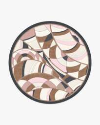 Portobello Road Soft Pink & Black Rug by RIXO - 245 Round - Machine Washable Area Rug - Kid & Pet Friendly - Indoor Rugs - Ruggable - thumbnail 1
