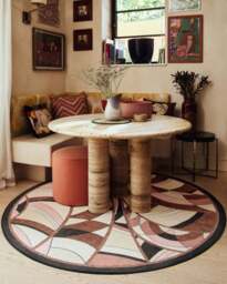 Portobello Road Soft Pink & Black Rug by RIXO - 245 Round - Machine Washable Area Rug - Kid & Pet Friendly - Indoor Rugs - Ruggable - thumbnail 2