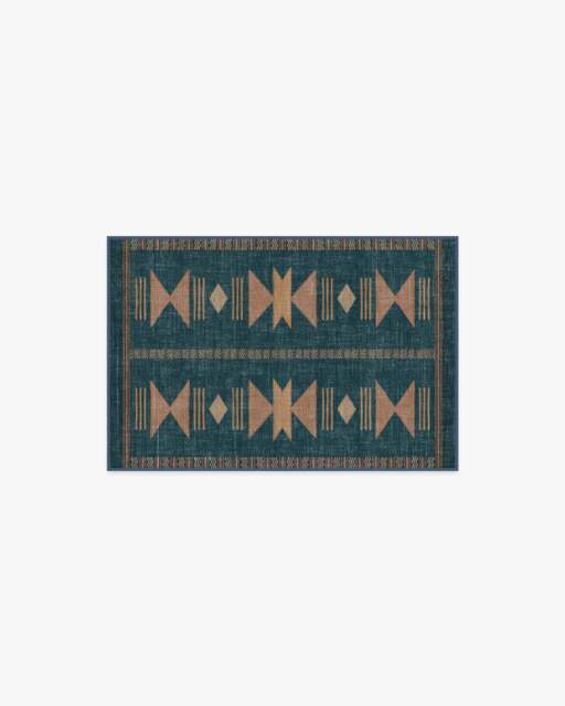 Lark Blue & Rose Flatwoven Rug - 60x90 - Machine Washable Area Rug - Kid & Pet Friendly - Indoor Rugs - Ruggable - image 1