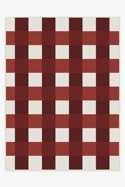 Gingham Plaid Red & White Outdoor Rug - 275x365 - Machine Washable Area Rug - Kid & Pet Friendly - Outdoor Rugs - Ruggable - image 1