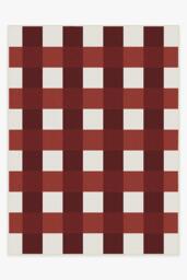 Gingham Plaid Red & White Outdoor Rug - 275x365 - Machine Washable Area Rug - Kid & Pet Friendly - Outdoor Rugs - Ruggable - thumbnail 1
