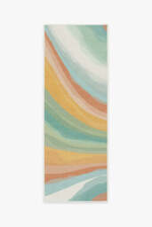 Watercolor Waves Copper Jade Outdoor Rug - 75x215 - Machine Washable Area Rug - Kid & Pet Friendly - Indoor Rugs - Ruggable - thumbnail 1