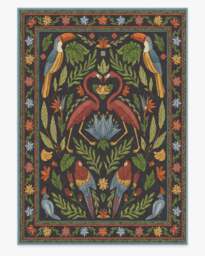 Birds Of A Feather Flatwoven Rug by Iris Apfel Green - 305x425 - Machine Washable Area Rug - Kid & Pet Friendly - Indoor Rugs - Ruggable - thumbnail 1