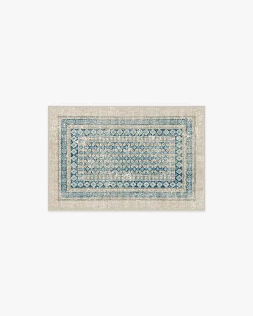 Cyrus Neutral and Blue Flatwoven Rug - 60x90 - Machine Washable Area Rug - Kid & Pet Friendly - Indoor Rugs - Ruggable - image 1