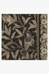 Bird & Pomegranate Soft Black Flatwoven Rug by Morris & Co. - 150x215 - Machine Washable Area Rug - Kid & Pet Friendly - Indoor Rugs - Ruggable - thumbnail 4