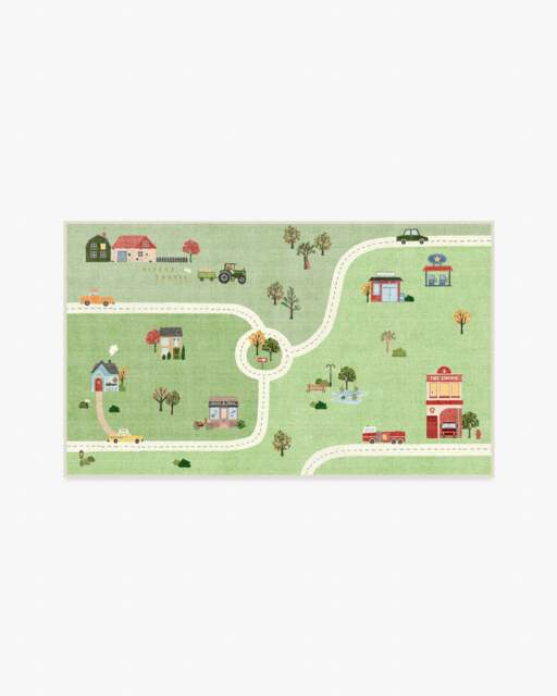 About Town Green Rug - 90x150 - Machine Washable Area Rug - Kid & Pet Friendly - Indoor Rugs - Ruggable - image 1
