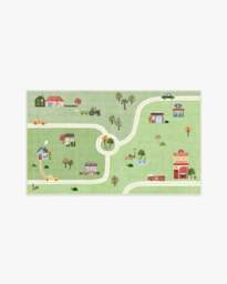 About Town Green Rug - 90x150 - Machine Washable Area Rug - Kid & Pet Friendly - Indoor Rugs - Ruggable - thumbnail 1