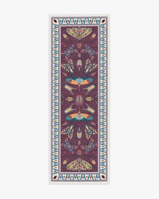 Flutterby Burgundy Rug by Iris Apfel - 75x215 - Machine Washable Area Rug - Kid & Pet Friendly - Indoor Rugs - Ruggable - image 1