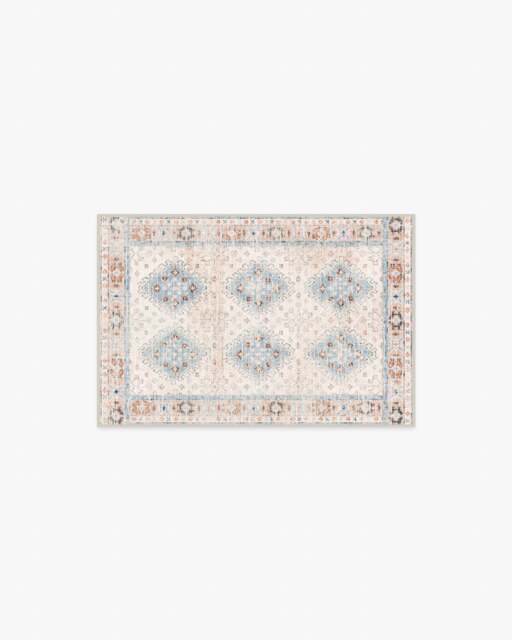Zosia Cream & Light Blue Flatwoven Rug - 60x90 - Machine Washable Area Rug - Kid & Pet Friendly - Indoor Rugs - Ruggable - image 1