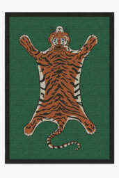 Tiger Emerald Flatwoven Rug by Jonathan Adler Green - 305x425 - Machine Washable Area Rug - Kid & Pet Friendly - Indoor Rugs - Ruggable - thumbnail 1