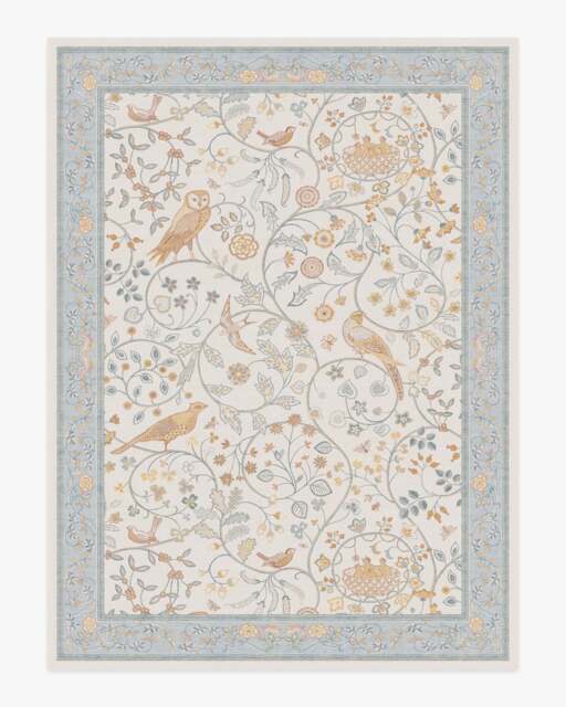 Newill Ivory & Blue Rug by Morris & Co. - 275x365 - Machine Washable Area Rug - Kid & Pet Friendly - Indoor Rugs - Ruggable - image 1