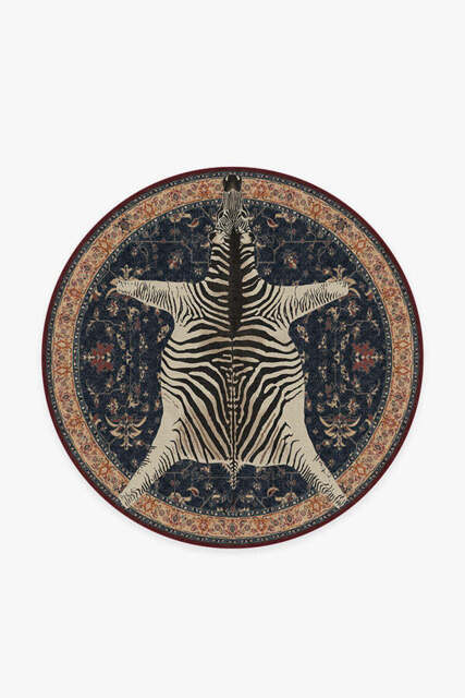On Safari Sapphire Flatwoven Rug by Iris Apfel - 185 Round - Machine Washable Area Rug - Kid & Pet Friendly - Indoor Rugs - Ruggable - image 1