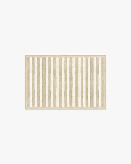 Elin Stripe Latte Cream Flatwoven Rug by goop Beige - 60x90 - Machine Washable Area Rug - Kid & Pet Friendly - Indoor Rugs - Ruggable - image 1
