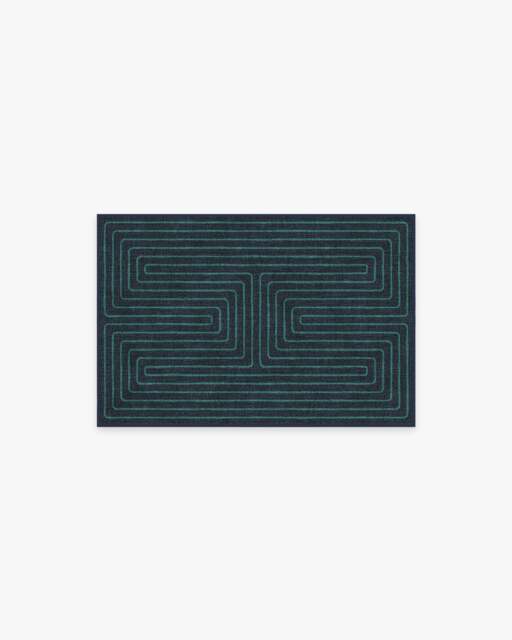 Labyrinth Navy & Teal Rug by Jonathan Adler - 60x90 - Machine Washable Area Rug - Kid & Pet Friendly - Indoor Rugs - Ruggable - image 1