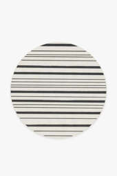 Hudson Stripe Black Flatwoven Rug - 185 Round - Machine Washable Area Rug - Kid & Pet Friendly - Indoor Rugs - Ruggable - thumbnail 1