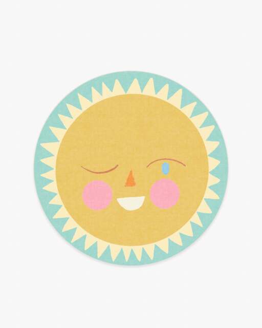 Hello Sunshine Rug Yellow - 185 Round - Machine Washable Area Rug - Kid & Pet Friendly - Indoor Rugs - Ruggable - image 1
