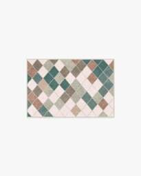 Diamond Mosaic Neutral Teal Flatwoven Rug - 60x90 - Machine Washable Area Rug - Kid & Pet Friendly - Indoor Rugs - Ruggable - thumbnail 1