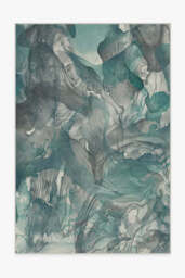 Aurora Teal Grey Flatwoven Rug - 185x275 - Machine Washable Area Rug - Kid & Pet Friendly - Indoor Rugs - Ruggable - thumbnail 1