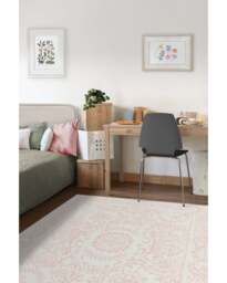 Delphina Powder Pink Rug - 90x150 - Machine Washable Area Rug - Kid & Pet Friendly - Indoor Rugs - Ruggable - thumbnail 2