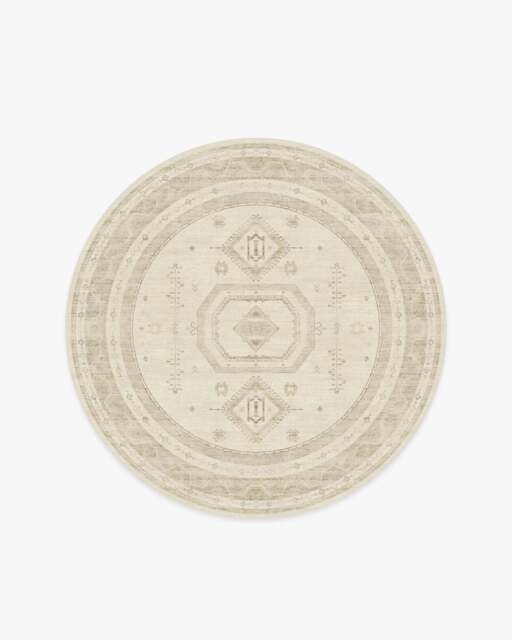 Shira Ivory & Natural Flatwoven Rug - 185 Round - Machine Washable Area Rug - Kid & Pet Friendly - Indoor Rugs - Ruggable - image 1
