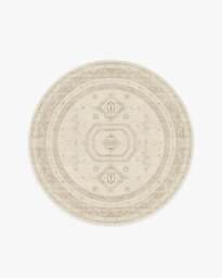 Shira Ivory & Natural Flatwoven Rug - 185 Round - Machine Washable Area Rug - Kid & Pet Friendly - Indoor Rugs - Ruggable