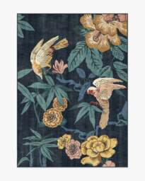 Bamboo & Bird Indigo Rug by Sanderson - 150x215 - Machine Washable Area Rug - Kid & Pet Friendly - Indoor Rugs - Ruggable