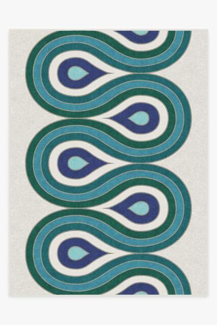 Milano Peacock Flatwoven Rug by Jonathan Adler Blue - 275x365 - Machine Washable Area Rug - Kid & Pet Friendly - Indoor Rugs - Ruggable - image 1